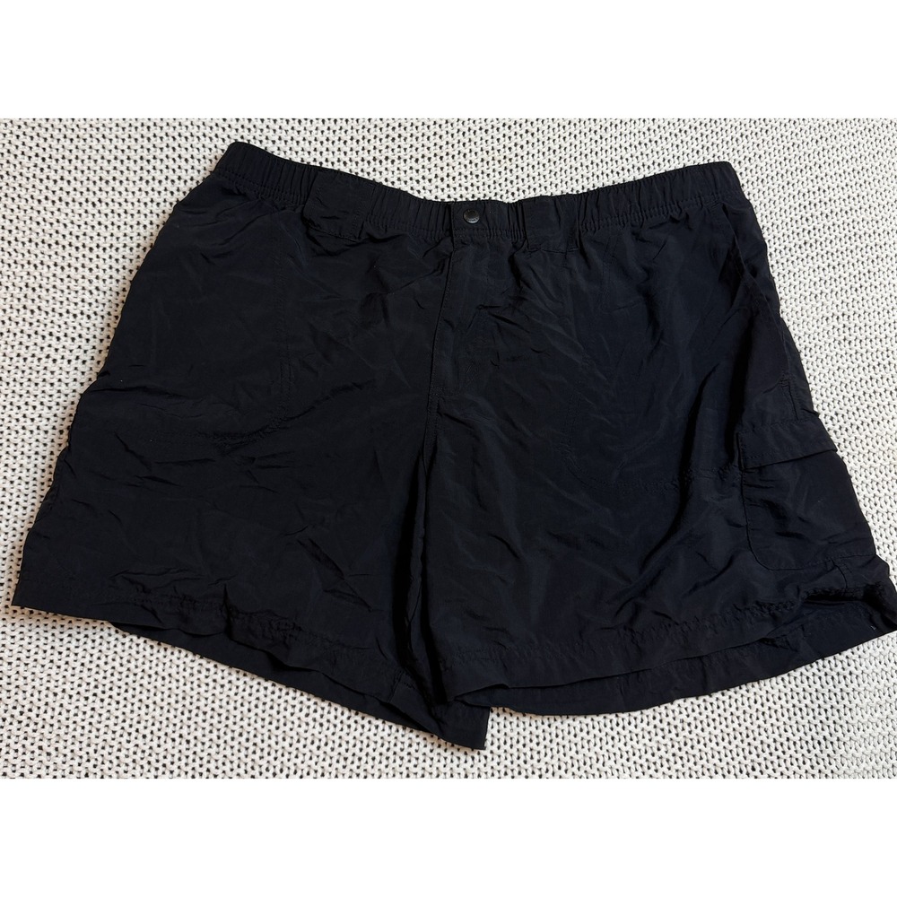 Columbia Womens XL Black Nylon Cargo Shorts AL4572 Elastic Waist Hiking Utility